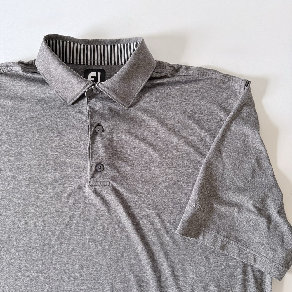 FootJoy Golf Polo Men's L Gray Performance Stretch Short Sleeve Shirt